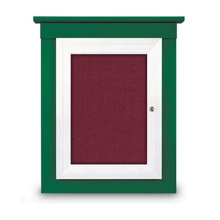 United Visual Products 60"x48" 2-Door Enclosed Letterboard, Green Vinyl/Walnut UV2626O-WALNUT-HUNGRN